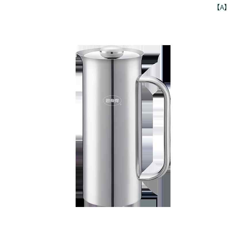 フレンチプレス コーヒーメーカー ステンレス製 ポット 珈琲器具 大容量 オフィス用 自宅用 手動式 フィルタープレス式 卓上 抽出器具｜フロントップ店