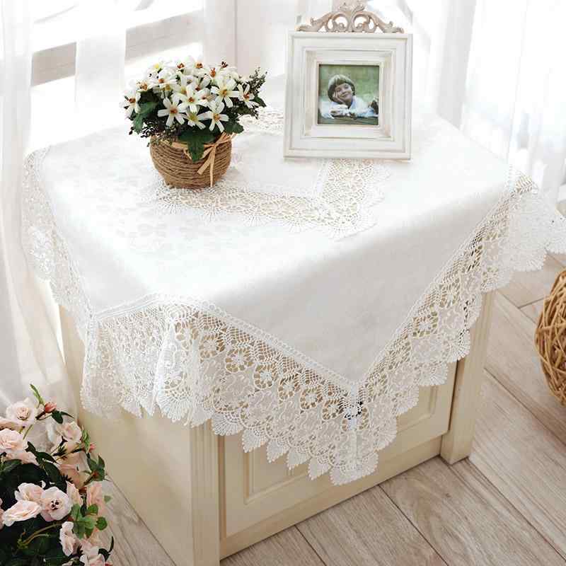 テーブルクロス ヨーロピアン スタイル 刺繍 レース 透かし編み 花柄 長方形 食卓カバー ホワイト アイボリー ベージュ ティーテーブルクロス テーブルランナー リビング ダイニング インテリア