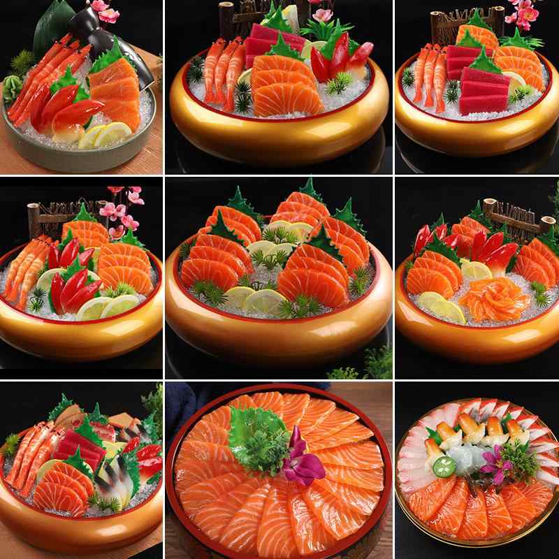 食料雑貨類見本 写実的 秋味 刺し身 盛り合わせ 海鮮 姿黄金時代 フェイクフード 作り物ボンネット PVC製 バス発着場用 見せびらかす 御勤め用 赤ちょうちん 食べ物屋 陳列棚 飾りつけ 役割モデル