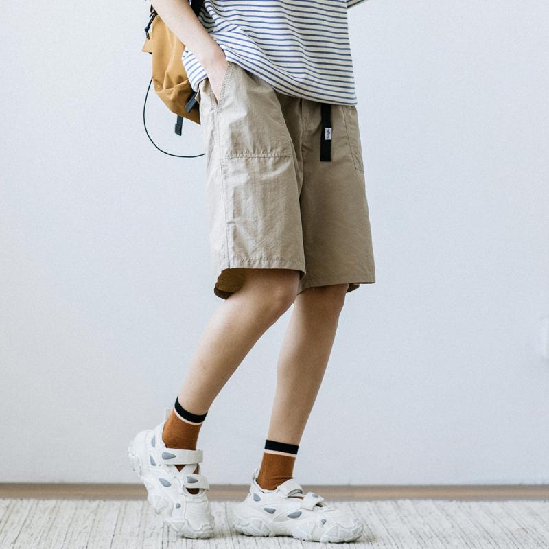 ショートパンツ 男女兼用 春夏 薄手 綿 ウエストベルト カーゴパンツ 5分丈 ストリート ユニセックス ローライズ カジュアル グレー カーキ 紺