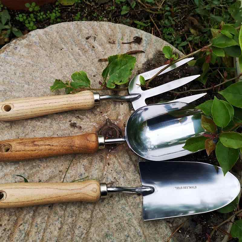 園芸工具 家庭用 ガーデニング 庭いじり スコップ シャベル 移植ごて 熊手 3点セット ステンレス製 鉄製 花植え 土掘り 丈夫 コンパクト