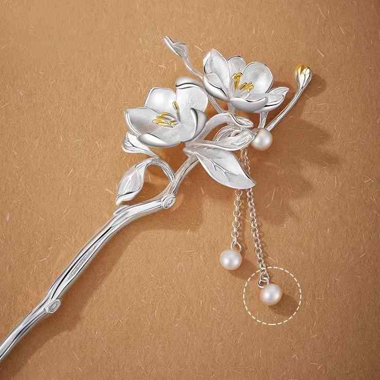 かんざし おしゃれ 簪 レディース 海棠花 シンプル 中華風 レトロ 銀 髪飾り チャイナドレス 和装 花柄 上品 プレゼント