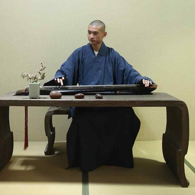 作務衣 秋冬 厚手 ロング丈 麻 通気性 ラミー 禅衣 ワイドスリーブ ビッグカラー ゆったり リラックスウェア 普段使い