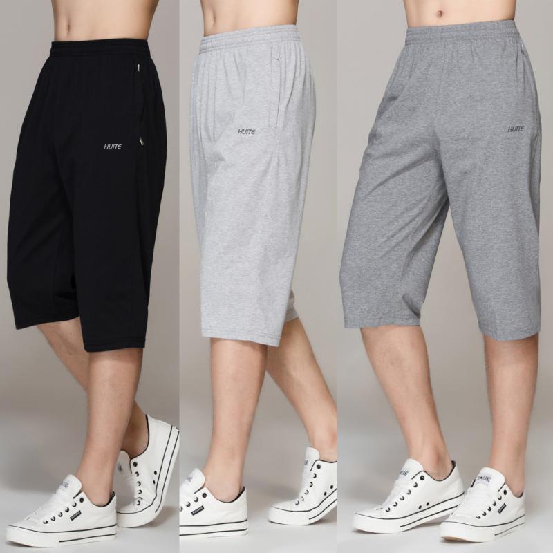 スポーツパンツ メンズ 綿 コットン ゆったり ストレート 七分丈 大きいサイズ 大きいサイズ ウエストゴム ドローストリング カジュアル 普段使い 吸湿速乾 通気性 薄手 ニット 春夏
