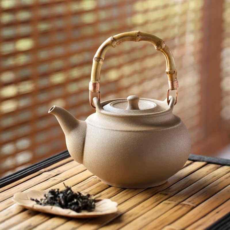 土瓶 瀬戸もの製 湯わかし 煮出し兼用 茶器 耐熱 直火 身寄り用 普段使い走り わびさび 和今めかしい 飾り気の無い 火熱焼成 丸型 平蓋 08L 15L うす茶色 普・嚢茶 手作り 植木鉢・プランター-花・ガーデン・DIY
