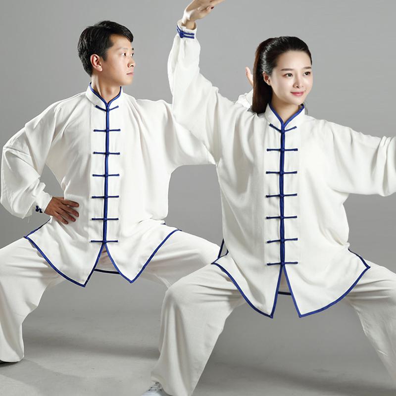 太極服 男女兼用 綿麻 長袖 春夏秋 練習着 太極拳 武術着 演武服 上下セット ゆったり 普段着
