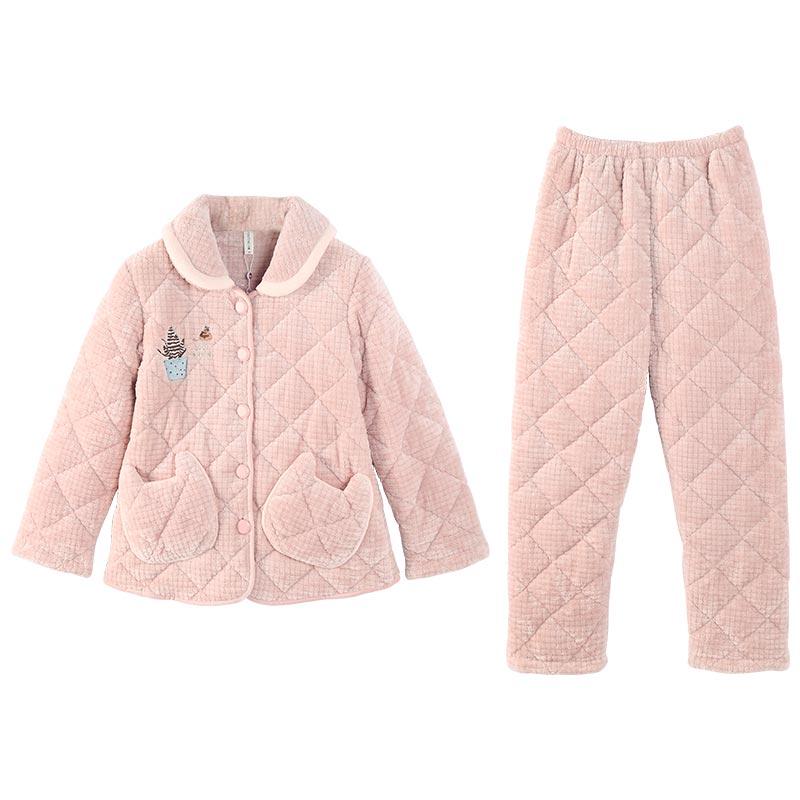 パジャマ 女の子 女性用 親子お揃い セット 秋冬 サンゴフリース フランネル 厚手 あったか 暖かい 三層綿 キルティング キャラクター かわいい ピンク系 ルームウェア 9,631円