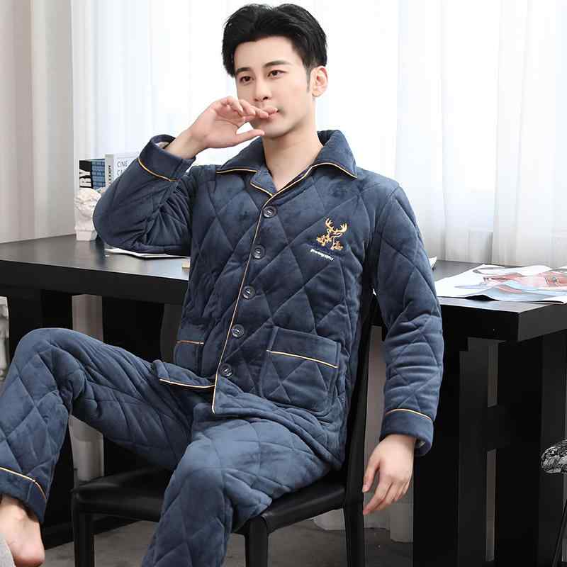 パジャマ メンズ 成人男性用 秋冬 中綿 極厚 生あたたかい 綿ネル お部屋お召しもの お部屋着 上下仕かける 惜しみ無い大いさ 惜しみ無い大いさ キッズファッション-ナイトウェア・ルームウェア-キッズ・ベビー・マタニティ