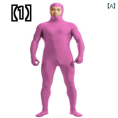 全身タイツ メンズ レディース 大人 ボディストッキング コスプレ 変装 仮装 ハロウィン パーティー コスチューム オープンフェイス シンプル 無地 緑 赤 黄色