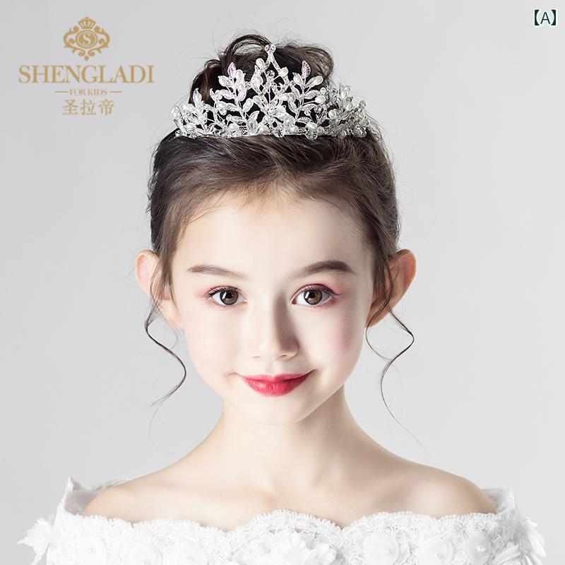 ヘアアクセサリー 子供 女の子 女の子 プリンセス 冠 ティアラ クラウン カチューシャ クリスタル ラインストーン 韓国風 誕生日 発表会 結婚式 フラワーガール イベント 記念撮影