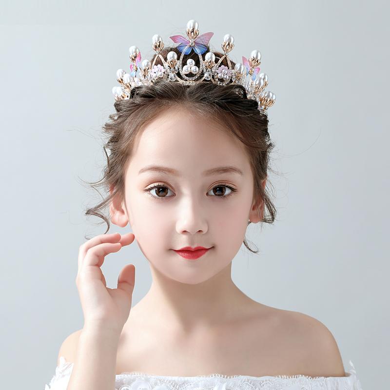 ヘアアクセサリー 女の子 キッズ 子供 韓国風 王冠 ティアラ 誕生日 パーティー イベント 発表会 プリンセス かわいい 蝶 髪飾り カチューシャ ヘッドドレス