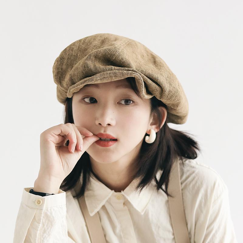 キャスケット レディース 綿麻 ゆったり 大きめ 春夏 レトロ 韓国風 八角形 画家帽 普段使い ストリート カジュアル お出かけ 小物