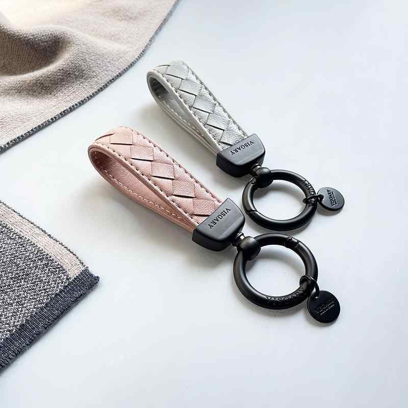 キーホルダー 男女兼用 メンズ レディース ペア カップル 羊革 革 レザー 手編み 編み込み メッシュ 車 スマートキー 鍵 おしゃれ 小物 バッグチャーム プレゼント ギフト