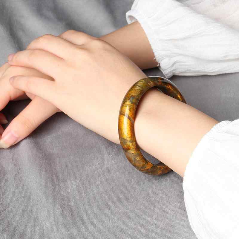 バングル レディース 太め 水晶 ピーターサイト ブレスレット 手首 アクセサリー おしゃれ シンプル 滑らか 光沢 円形 カジュアル お出かけ|フロントップ店