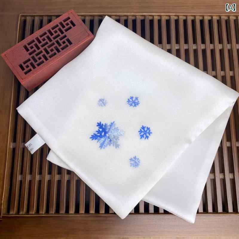 ハンカチ レディース ギフト 母の日 手 刺繍 花 雪の結晶 クリスマス 正方形 柔らかい 光沢 普段使い ビジネス スクエア 白 ゴールド エレガント