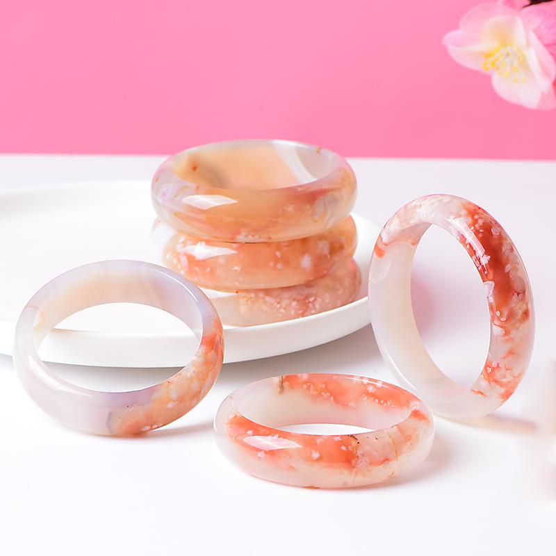 水晶 ブレスレット おしゃれ レディース 透明 バックル 手首 アクセサリー 桜花 メノウ ストーン エスニック調 滑らか シンプル 上品 色