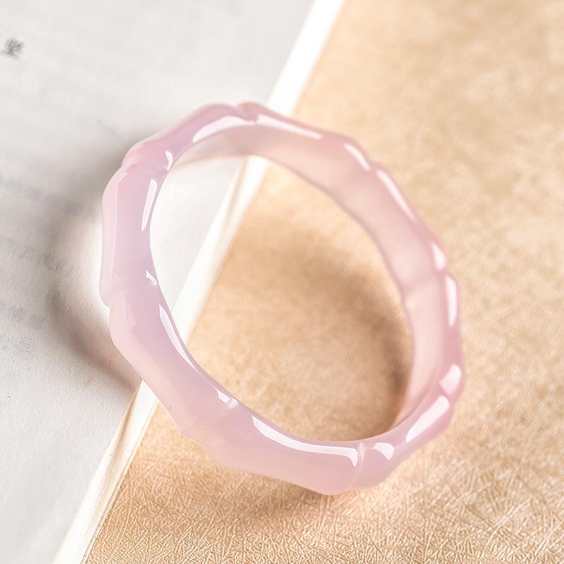 ブレスレット レディース 竹モチーフ 瑪瑙 ピンク 紫 翡翠 シンプル レトロ チャイナ風 おしゃれ 普段使い アクセサリー プレゼント エスニック
