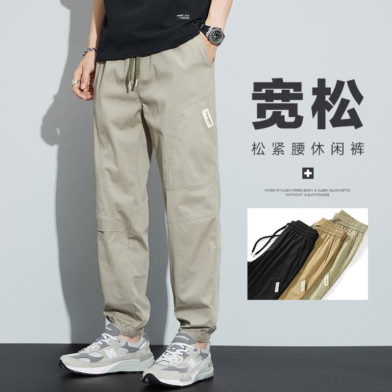 メンズ カーゴパンツ 夏 薄手 束脚 ワイド シルエット カジュアル ストリート ベージュ ブラック カーキ ミリタリー風 ハーフ丈