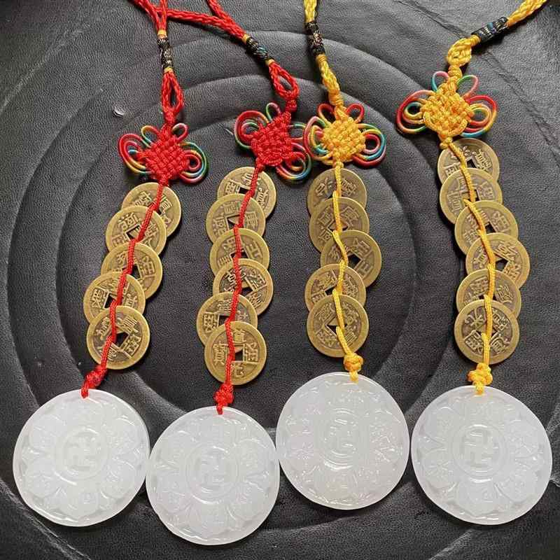 チャーム ペンダント 中国風 彫刻 円形 曼荼羅 アクセサリー 装飾 小物 吊り飾り オブジェ お守り 護符 インテリア リビング 玄関 個性的 おしゃれ 白