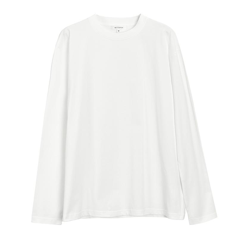 ロンＴ レディース おしゃれ 白 無地 シンプル クルーネック 長袖 Tシャツ カジュアル 綿 ストリート ゆったり 秋冬 春 ルーズフィット トップス