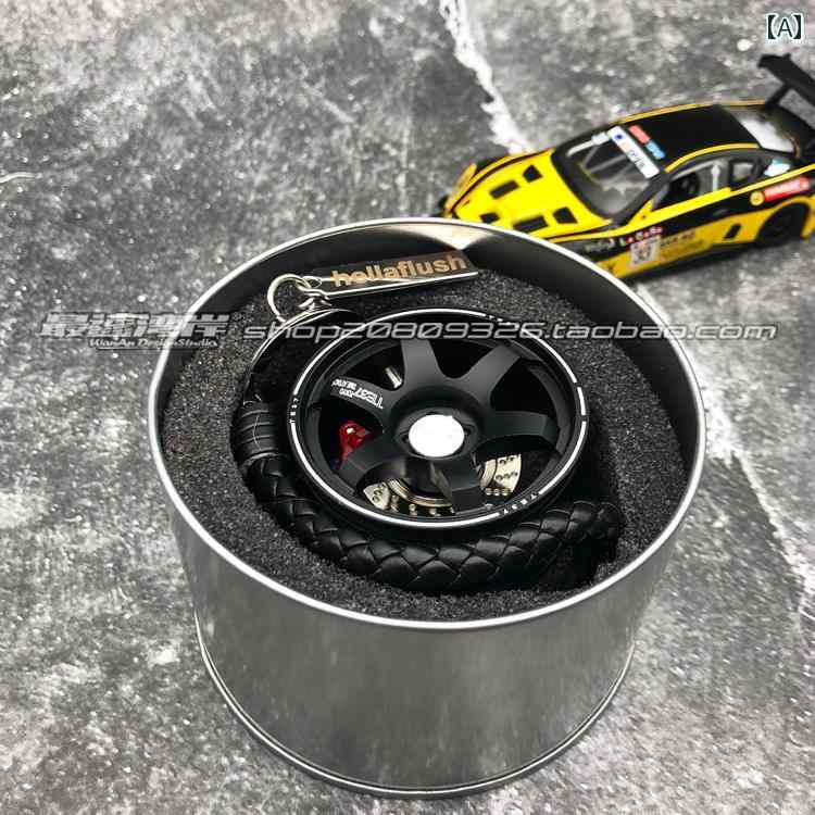 ホイール キーホルダー メタル チェーン ペンダント ストラップ シンプル 吊り下げ おしゃれ メンズ ギフト バッグ 財布 車 黒 赤 青