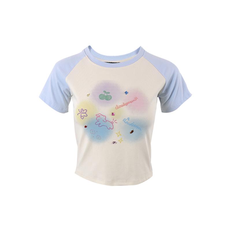 Tシャツ レディース かわいい カリフォルニア カジュアル ビンテージ デニム スカート グラフィティ ティーシャツ 春夏