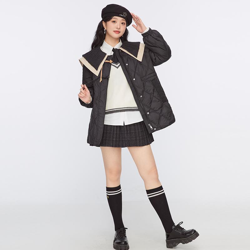 大きいサイズ レディース ゆったりフィット ショール襟 ダウンコート 冬 ブラック カジュアル 体型カバー｜フロントップ店