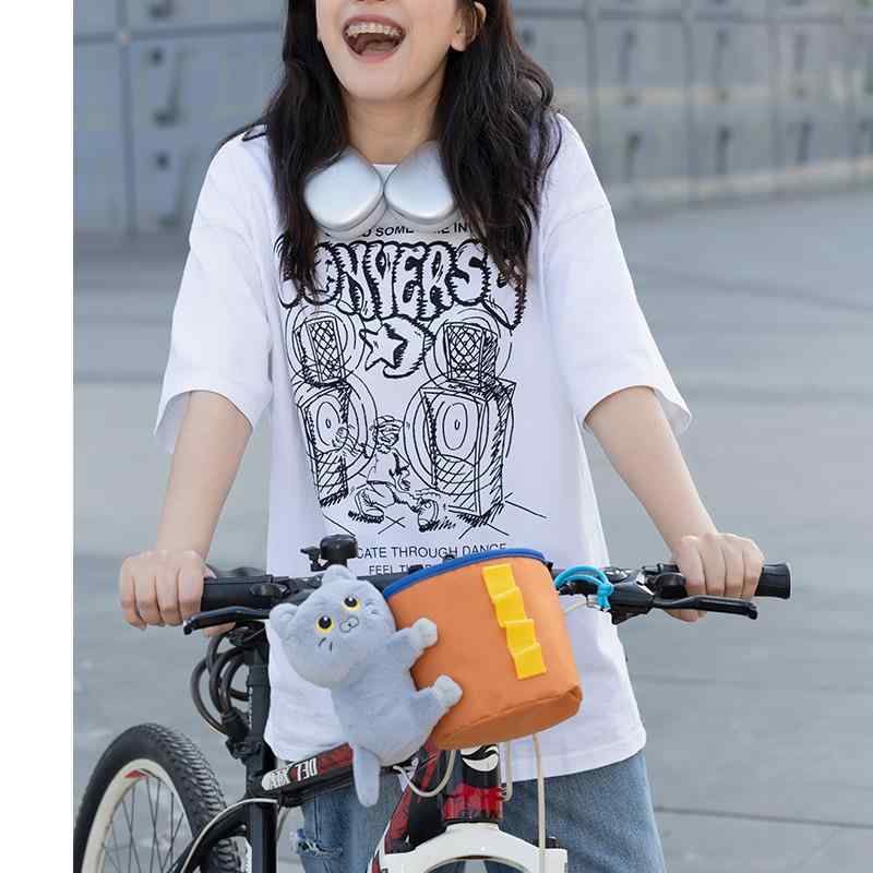 自転車 ドリンクホルダー ハンドル ショルダーバッグ 2WAY 巾着 ストラップ バックル ベルト ぬいぐるみ 取り外し かわいい パンダ 犬 猫