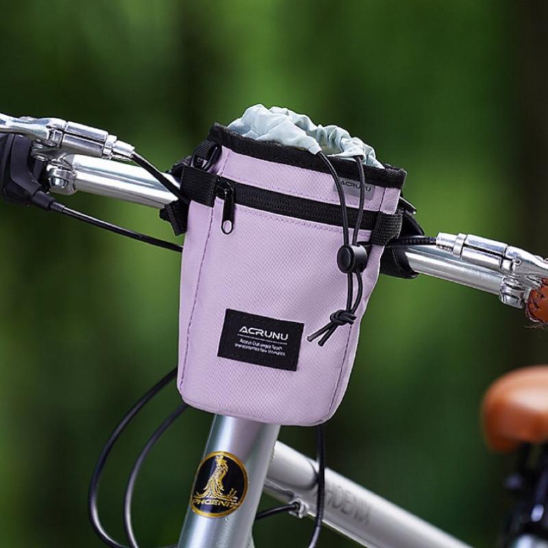 自転車 ドリンクホルダー ハンドル サドル 水筒 ボトル 収納 ショルダーバッグ 2WAY マウンテンバイク 巾着 防水 断熱 ポケット 排水孔 斜め掛け アウトドア サイクリング シンプル グレー 紫 ベージュ