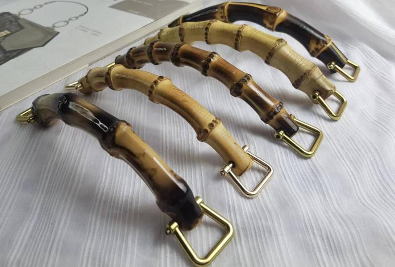 持ち手 取っ手 竹 バンブー バッグハンドル ハンドメイド DIY 手芸用 パーツ O字型チェーン バックル Dカン シンプル おしゃれ