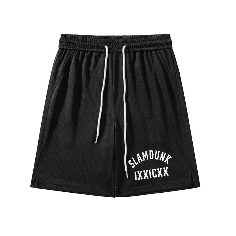 ハーフパンツ メンズ おしゃれ バスケット グレー メッシュ 夏 薄手 ワイド 大きいサイズ 五分丈 快適 プリント スポーツ