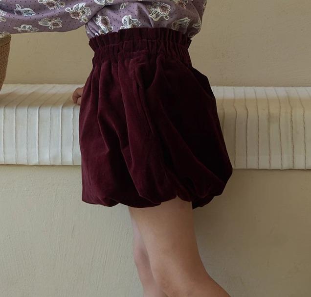 かぼちゃパンツ キッズ 女の子 春秋 ボトムス 短パン ブルマ ウエストゴム 着脱簡単 ベルベット 普段使い お出かけ カジュアル 無地 赤