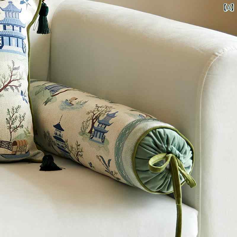 ソファー 背もたれ クッション 刺繍 チャイナ風 フランネル カバー 枕芯 シンプル ナチュラル レトロ 風景 おしゃれ インテリア リビング 円形 アームレスト 寝室｜フロントップ店 8,147円
