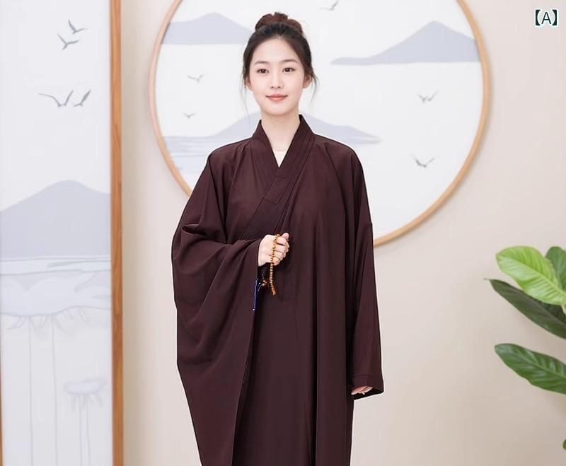 坐禅 服 大人 レディース メンズ 大きめ ゆったり 寺院 瞑想 修行 茶道 ロング ガウン 春秋 麻 シンプル 無地 グレー 黄 黒