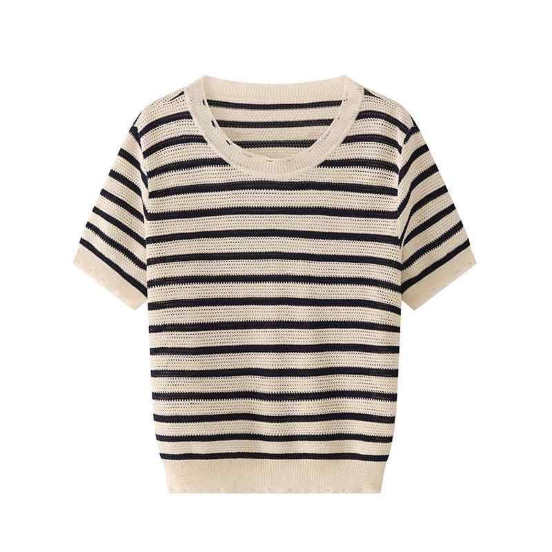 半袖Tシャツ ボーダー柄 クラシック レトロ カジュアル 夏 レディース ストライプ シンプル