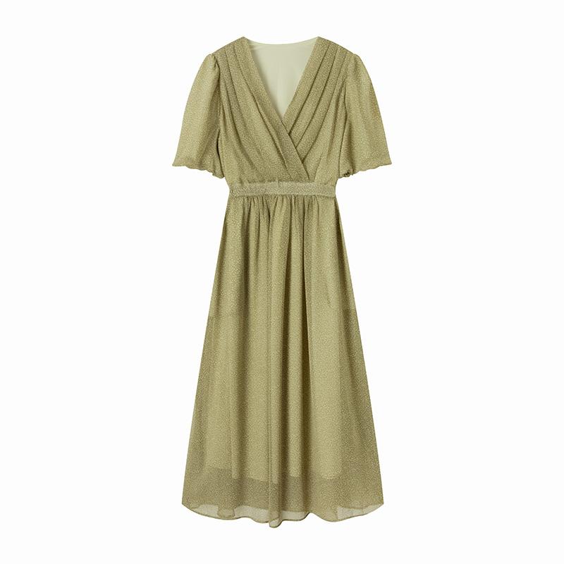 ワンピース 花柄 シフォン フレンチスタイル エレガント スリム効果 Vネック ゆったり｜フロントップ店 11,341円