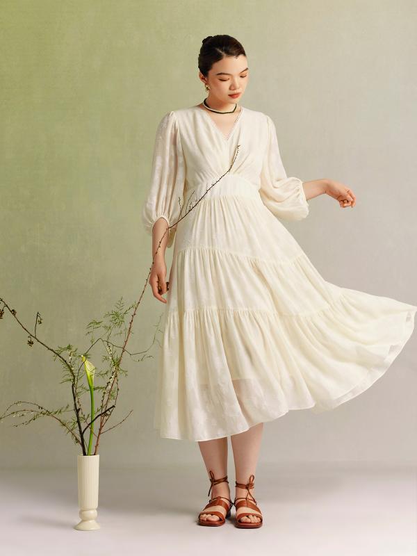 ワンピース レディース シフォン 花柄 Vネック フレンチ ロマンチック 体型カバー 春夏 リゾート