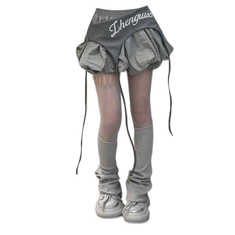 バルーンショートパンツ レディース カボチャ 柔らかい ヤング おしゃれ 大きいサイズ ストリート アメリカン ホットガール 重ね着風 スプライス 夏 ハイウエスト Aライン