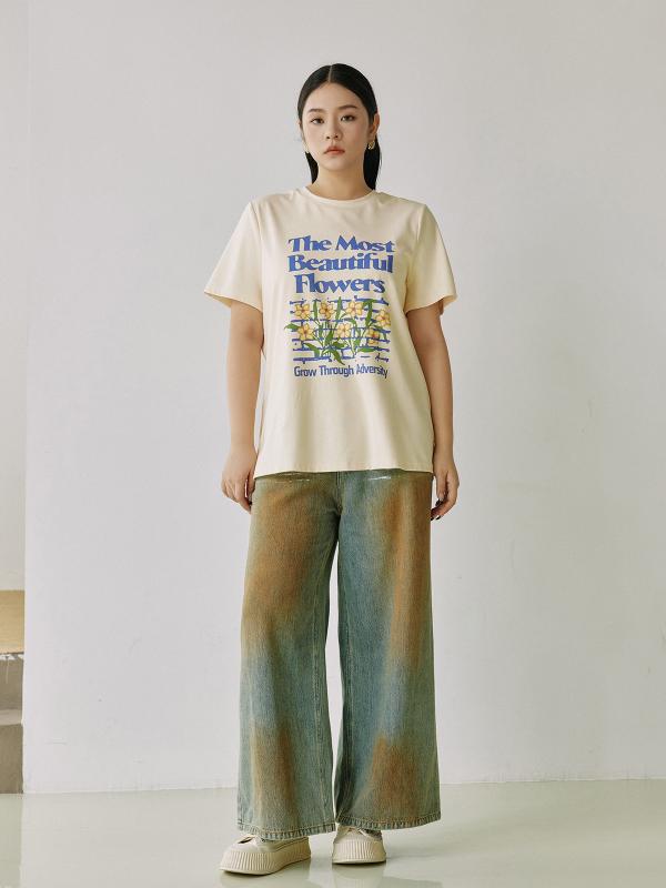 Tシャツ レディース おしゃれ 花柄 プリント ゆったり 半袖 大きめサイズ カジュアル ルームウェア