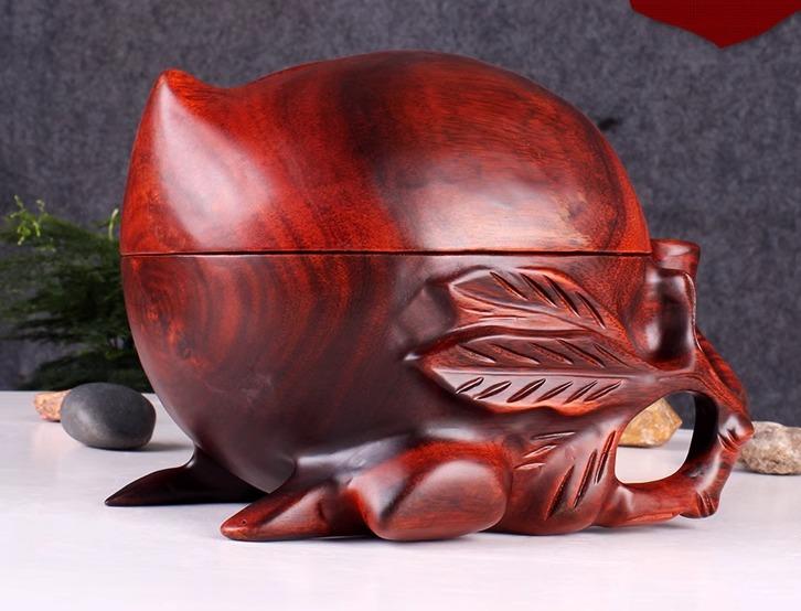 木彫り 果物 中国風 彫刻 工芸品 無垢材 フルーツプレート リビング キッチン インテリア 装飾 置物 オブジェ ディスプレイ シンプル 茶