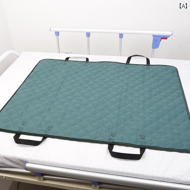 介護用品 シート おむつ交換 マット シンプル 寝たきり シニア 寝返り 補助 麻痺 患者 ベッド 横向き パッド 取っ手 おねしょ 防止 チェック柄 リバーシブル 緑 青 カーキ