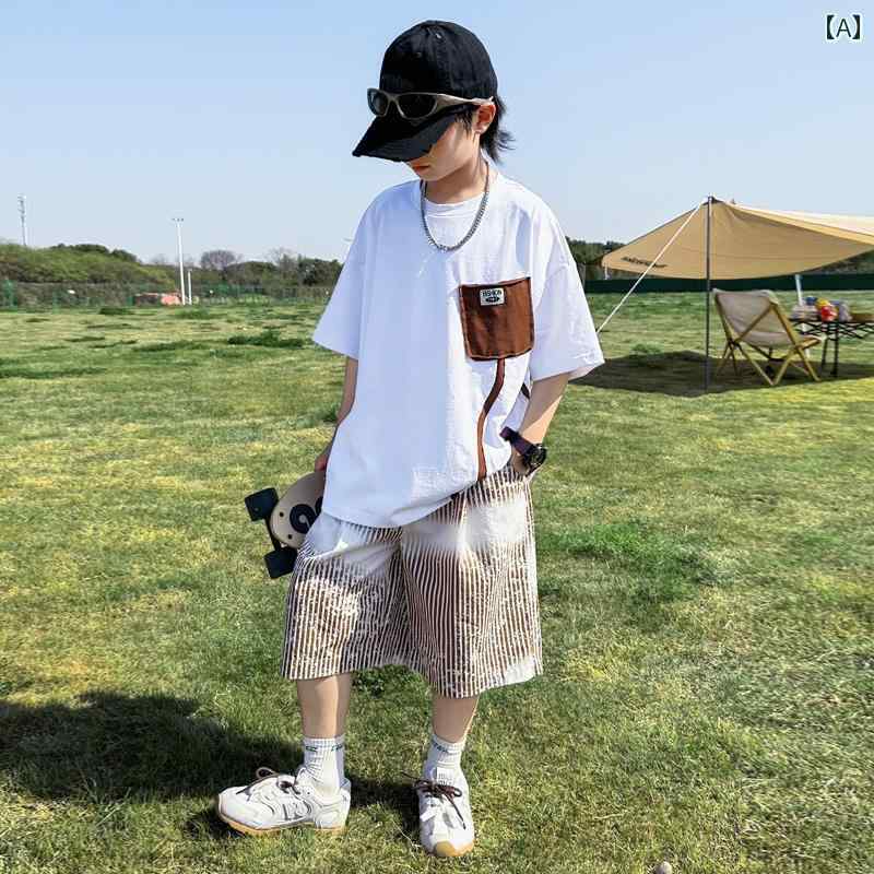 セットアップ 男の子 キッズ おしゃれ 夏 半袖 トップス ボーダー ショートパンツ カジュアル 子供 大きいサイズ 夏休み 涼しい 快適 かっこいい