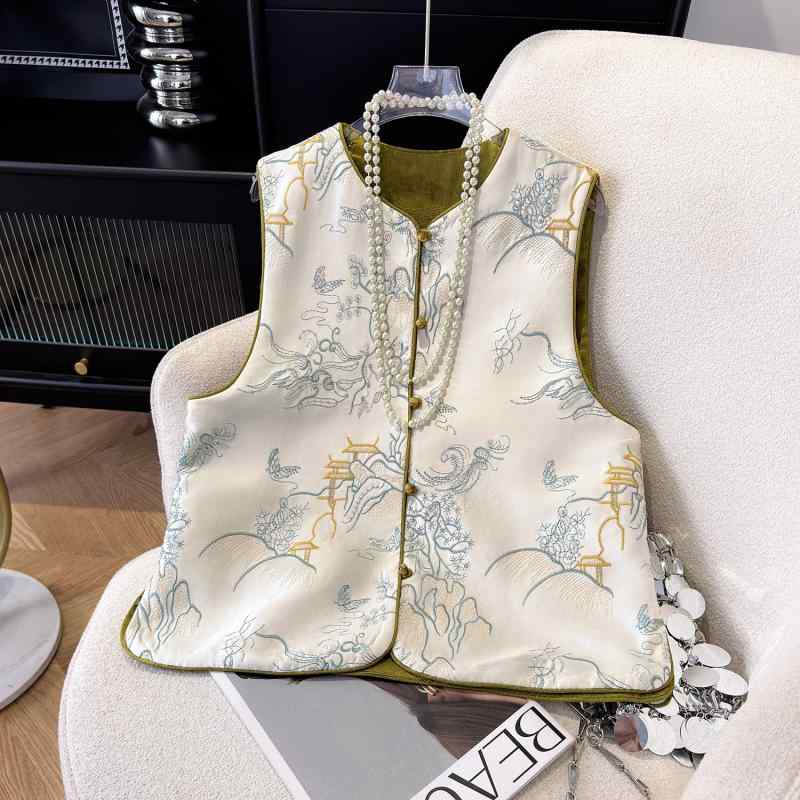 ベスト レディース 刺繍 中国風 唐装 中国風 中国風 花柄 モダン ショート丈 秋冬 5,396円