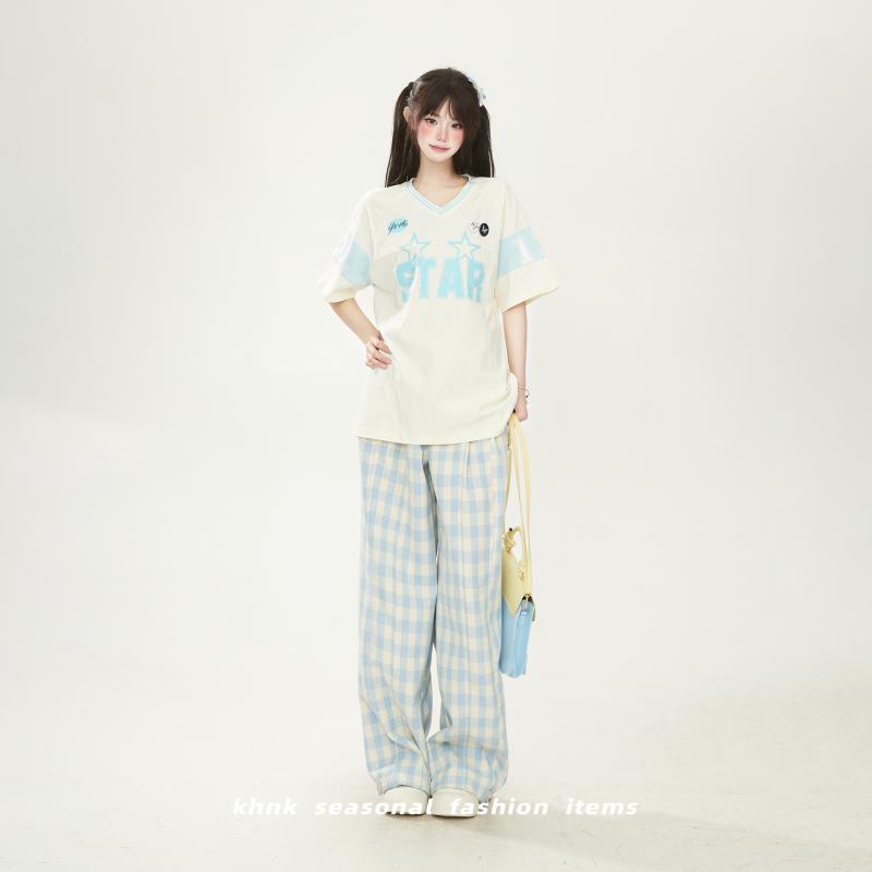 Tシャツ レディース 半袖 星柄 ロゴプリント ジャージ 切り替え 配色 夏 ゆったり カジュアル トップス