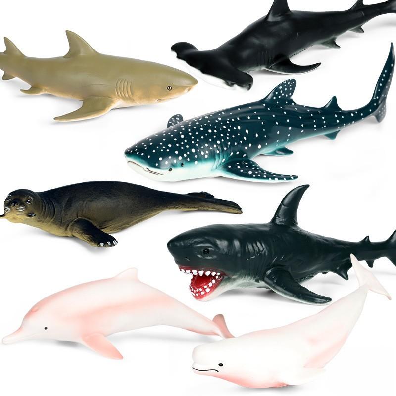 サメ フィギュア コレクション 子供 おもちゃ 小さめ シュミレーション リアル ソフト 海洋 シャチ クジラ イルカ 装飾品 レイアウト PVC 中綿 青