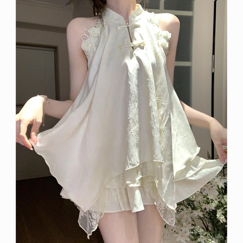 セットアップ レディース サクラ色 ノースリーブ 瀬戸もの風 瀬戸もの名取り草 トップス スコート 夏 中国風 ヴィンテージ風 雅びやか 愛くるしげ 影ぼうし 今めかしい