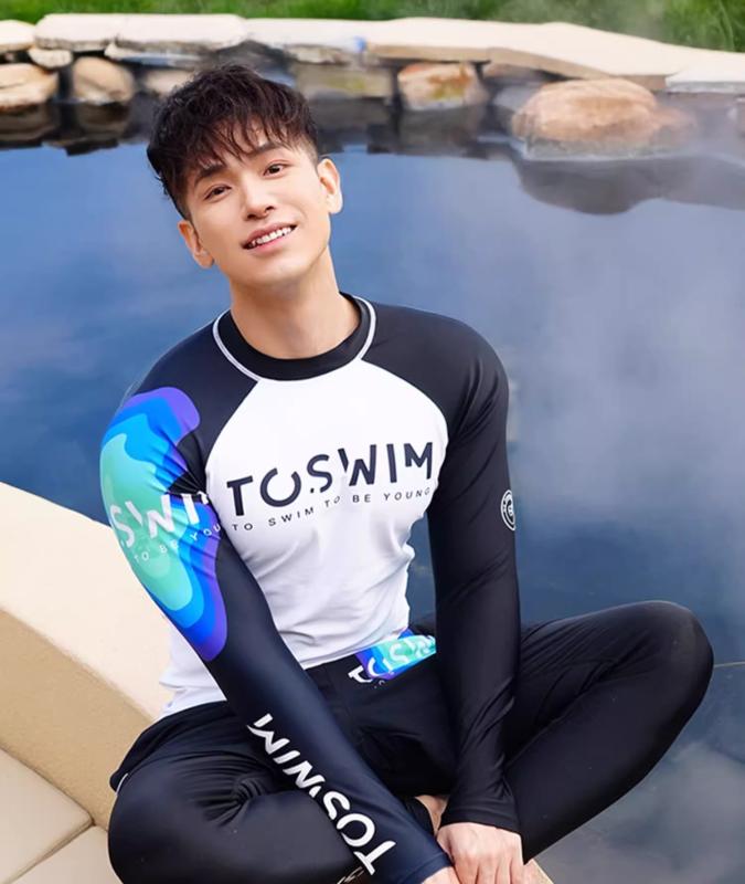 水着 メンズ 上下セット 長袖 セパレート ラッシュガード プルオーバー サーフパンツ インナー付 ドローストリング ゴーグル キャップ 速乾 通気 ストレッチ 日焼け防止 ダイビング サーフィン カジュアル おしゃれ 白 黒 大きいサイズ｜フロントップ店