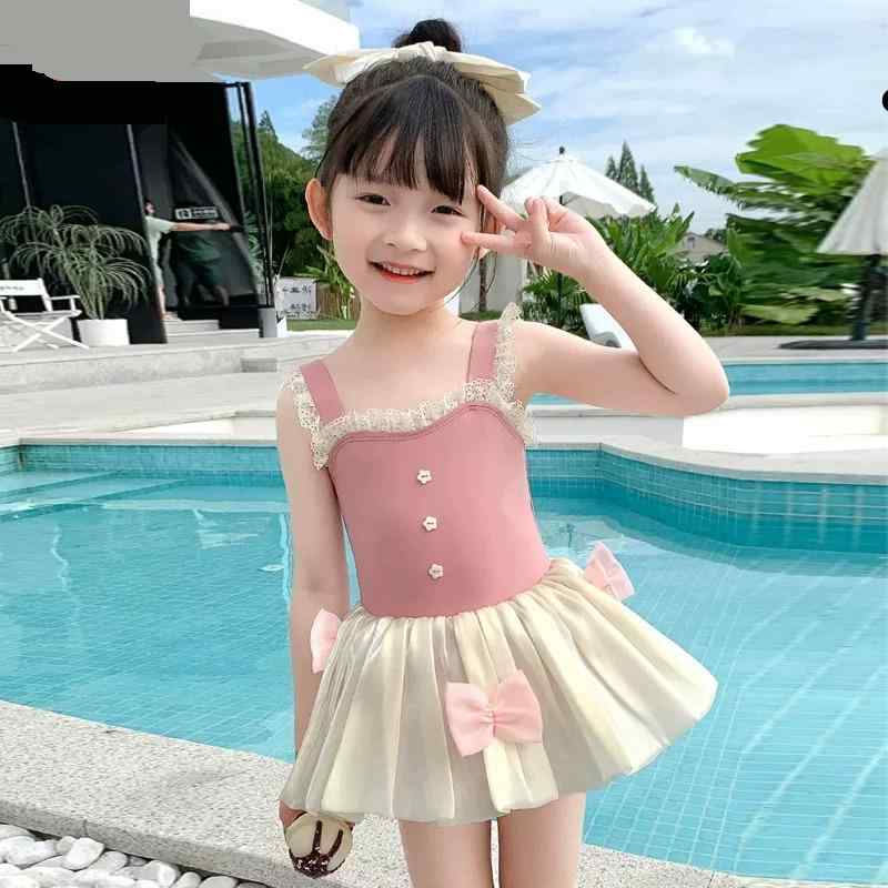 キッズ 水着 女の子 ワンピース ベビー 春夏 キャミソール スカート フリル リボン ストレッチ キャップ ゴーグル セット プール 海水浴 プリンセス かわいい カジュアル バイカラー ピンク 黒 大きいサイズ