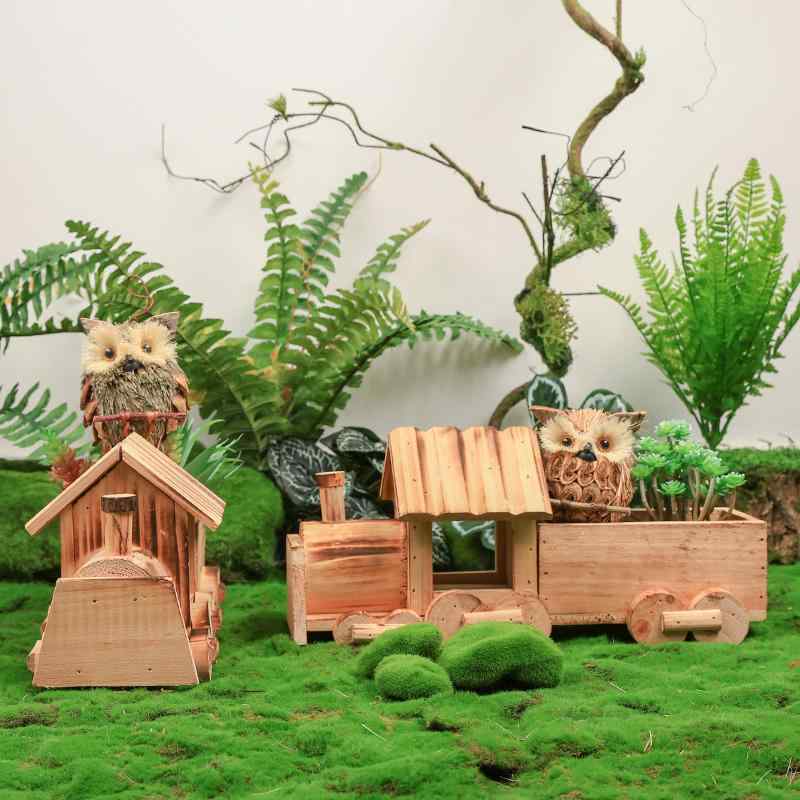 置物 おしゃれ トレイン 玄関 無垢材 列車 装飾 植木鉢 庭 ガーデン 屋外 幼稚園 小道具 インテリア シンプル セット カントリー ナチュラルカラー 白