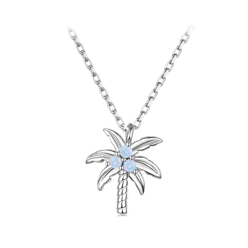 ネックレス 夏 レディース 925 シルバー ヤシの木 ペンダント アクセサリー 軽量 シンプル 上品 おしゃれ オパール お出かけ ビーチ 旅行